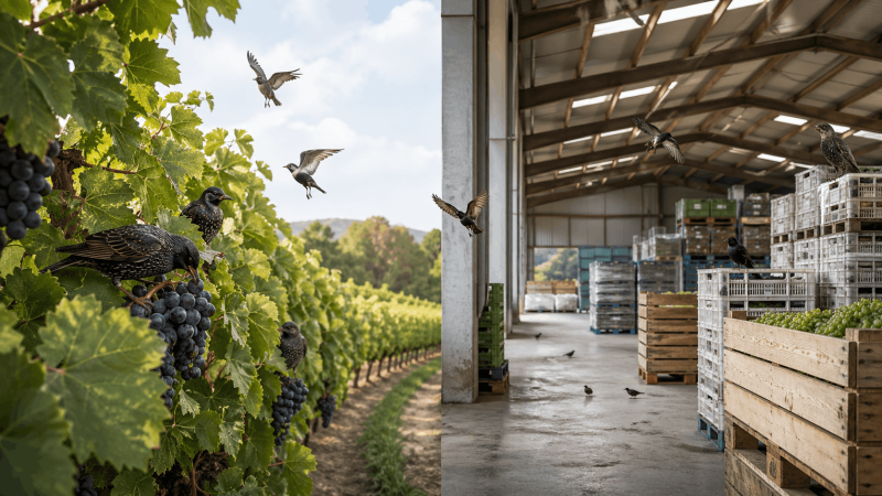 Aves en cultivo y bodega como problema de manejo